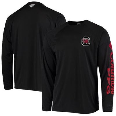 Men's Columbia Black South Carolina Gamecocks Terminal Tackle Omni-Shade Raglan Long Sleeve T-Shirt