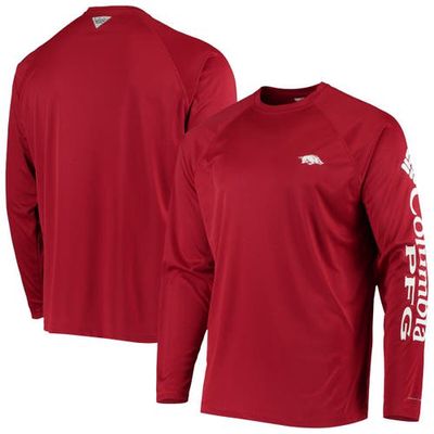 Men's Columbia Cardinal Arkansas Razorbacks Terminal Tackle Omni-Shade Raglan Long Sleeve T-Shirt