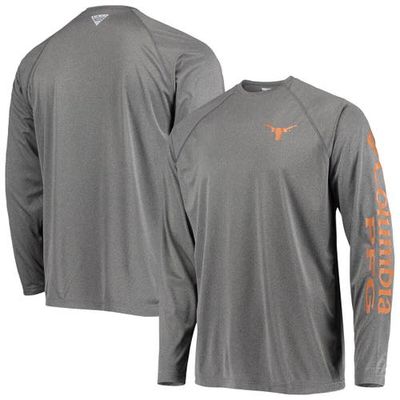 Men's Columbia Charcoal Texas Longhorns Terminal Tackle Omni-Shade Raglan Long Sleeve T-Shirt