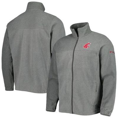 Men's Columbia Charcoal Washington State Cougars Flanker III Fleece Team Full-Zip Jacket