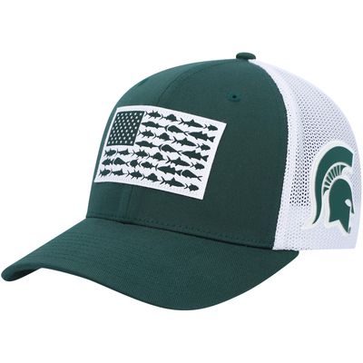 Men's Columbia Green Michigan State Spartans PFG Tonal Fish Flag Flex Hat
