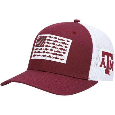 Men's Columbia Maroon Texas A & M Aggies PFG Tonal Fish Flag Flex Hat