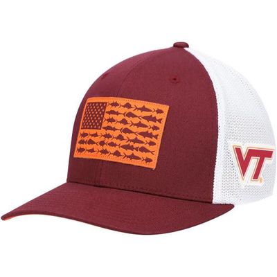 Men's Columbia Maroon Virginia Tech Hokies PFG Tonal Fish Flag Flex Hat