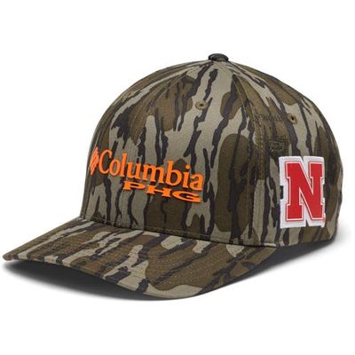 Men's Columbia Mossy Oak Camo Nebraska Huskers Bottomland Flex Hat