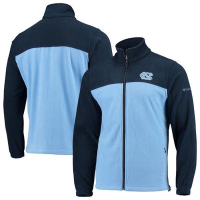 Men's Columbia Navy/Carolina Blue North Carolina Tar Heels Flanker III Fleece Team Full-Zip Jacket