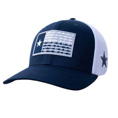 Men's Columbia Navy Dallas Cowboys Fish Flag Texas Flex Hat
