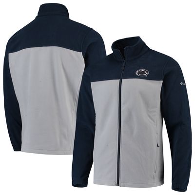 Men's Columbia Navy/Gray Penn State Nittany Lions Flanker III Fleece Team Full-Zip Jacket
