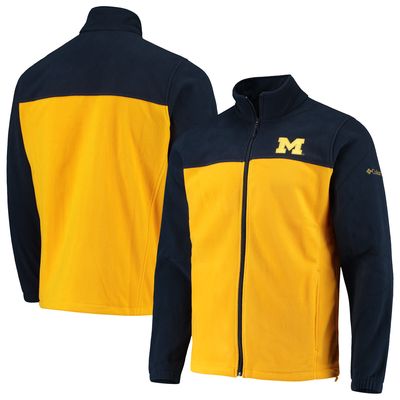 Men's Columbia Navy/Maize Michigan Wolverines Flanker III Fleece Team Full-Zip Jacket