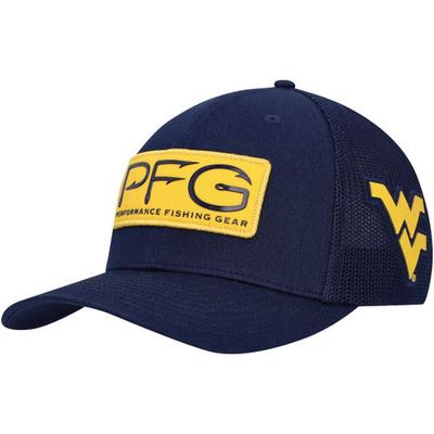 Men's Columbia Navy West Virginia Mountaineers PFG Hooks Flex Hat