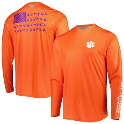 Men's Columbia Orange Clemson Tigers Terminal Shot Omni-Shade Omni-Wick Long Sleeve T-Shirt