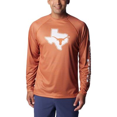 Men's Columbia Orange Texas Longhorns Big & Tall Terminal Tackle Raglan Omni-Shade Long Sleeve T-Shirt