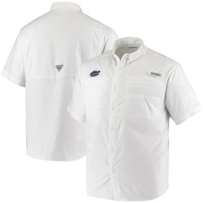 Men's Columbia PFG White Florida Gators Tamiami Omni-Shade Button-Down Shirt