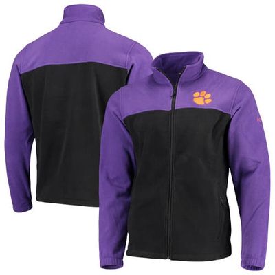 Men's Columbia Purple/Black Clemson Tigers Flanker III Fleece Team Full-Zip Jacket