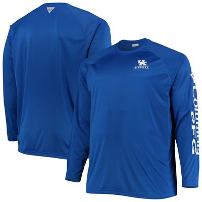 Men's Columbia Royal Kentucky Wildcats Big & Tall Terminal Tackle Raglan Omni-Shade Long Sleeve T-Shirt