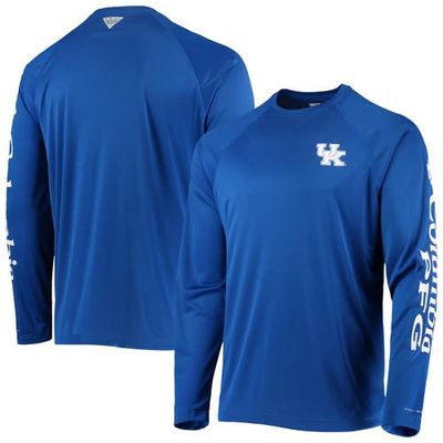 Men's Columbia Royal Kentucky Wildcats Terminal Tackle Omni-Shade Raglan Long Sleeve T-Shirt
