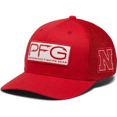 Men's Columbia Scarlet Nebraska Huskers PFG Hooks Flex Hat