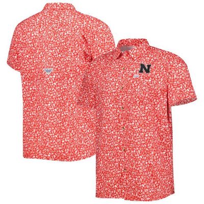 Men's Columbia Scarlet Nebraska Huskers Super Slack Tide Omni-Shade Team Button-Up Shirt