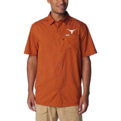 Men's Columbia Texas Orange Texas Longhorns Slack Tide Omni-Shade Button-Up Camp Shirt in Burnt Orange