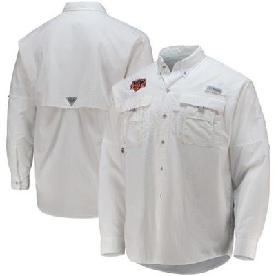 Men's Columbia White Houston Dynamo FC Bahama II Omni-Shade Long Sleeve Button-Down Shirt