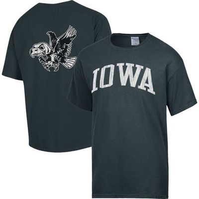 Men's Comfort Wash Charcoal Iowa Hawkeyes Vintage Arch 2-Hit T-Shirt