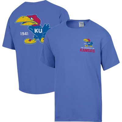 Men's Comfort Wash Royal Kansas Jayhawks Vintage Logo T-Shirt