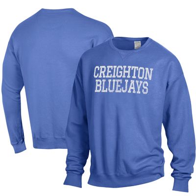 Men's ComfortWash Blue Creighton Bluejays Stack Garment Dyed Crewneck Pullover Sweatshirt