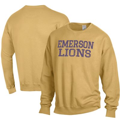 Men's ComfortWash Gold Emerson College Lions Stack Garment Dyed Crewneck Pullover Sweatshirt