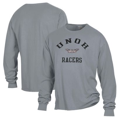 Men's ComfortWash Gray Northwestern Ohio Racers Arch Logo Garment Dyed Long Sleeve T-Shirt