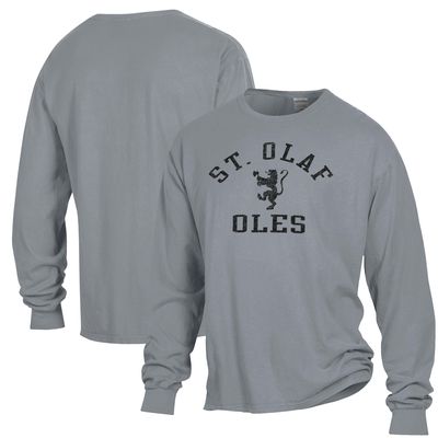 Men's ComfortWash Gray St. Olaf Oles Arch Logo Garment Dyed Long Sleeve T-Shirt