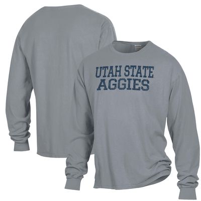 Men's ComfortWash Gray Utah State Aggies Garment Dyed Long Sleeve T-Shirt