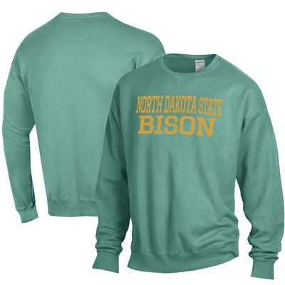 Men's ComfortWash Green NDSU Bison Stack Garment Dyed Crewneck Pullover Sweatshirt