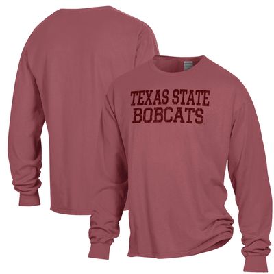 Men's ComfortWash Maroon Texas State Bobcats Garment Dyed Long Sleeve T-Shirt