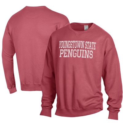 Men's ComfortWash Red Youngstown State Penguins Stack Garment Dyed Crewneck Pullover Sweatshirt