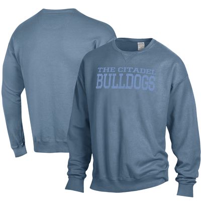 Men's ComfortWash Steel Blue Citadel Bulldogs Stack Garment Dyed Crewneck Pullover Sweatshirt