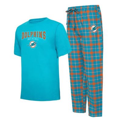 Men's Concepts Sport Aqua/Orange Miami Dolphins Arctic T-Shirt & Pajama Pants Sleep Set