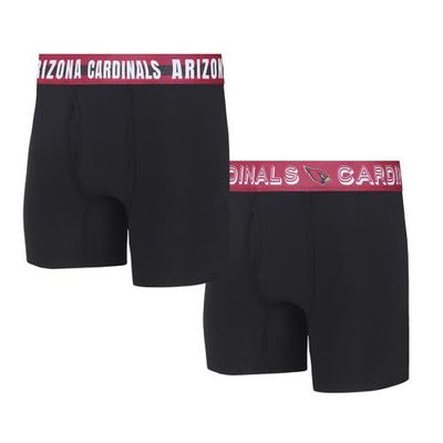 Men's Concepts Sport Arizona Cardinals Gauge Knit Boxer Brief Two-Pack in Black