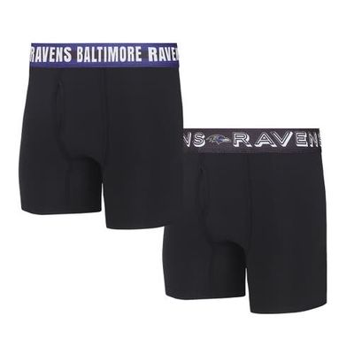Men's Concepts Sport Baltimore Ravens Gauge Knit Boxer Brief Two-Pack in Black