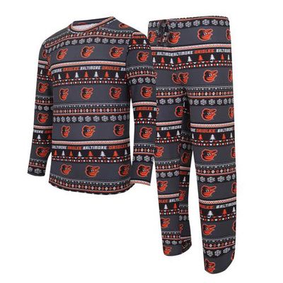 Men's Concepts Sport Black Baltimore Orioles Knit Ugly Sweater Long Sleeve Top & Pants Set