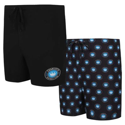Men's Concepts Sport Black Charlotte FC Gauge Two-Pack Shorts Set