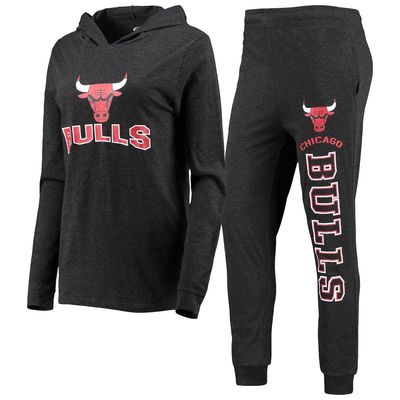 Men's Concepts Sport Black Chicago Bulls Pullover Hoodie & Pants Sleep Set