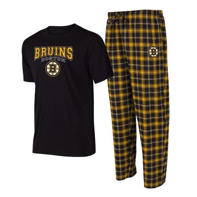 Men's Concepts Sport Black/Gold Boston Bruins Arctic T-Shirt & Pajama Pants Sleep Set
