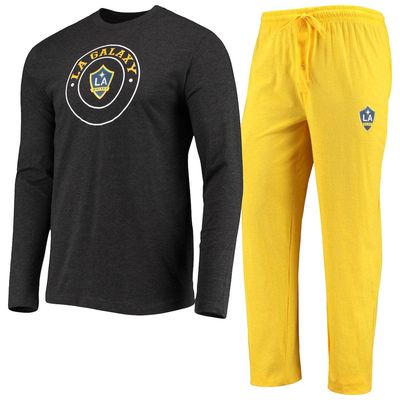 Men's Concepts Sport Black/Gold LA Galaxy Meter Long Sleeve T-Shirt & Pants Sleep Set
