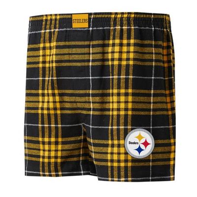 Men's Concepts Sport Black/Gold Pittsburgh Steelers Concord Flannel Boxers