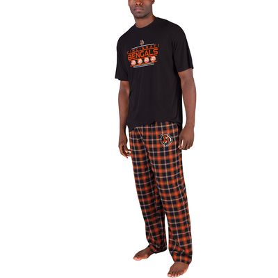 Men's Concepts Sport Black/Orange Cincinnati Bengals Arctic T-Shirt & Flannel Pants Sleep Set