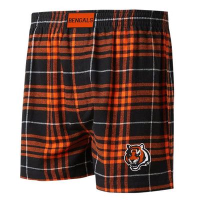 Men's Concepts Sport Black/Orange Cincinnati Bengals Concord Flannel Boxers