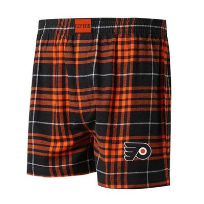 Men's Concepts Sport Black/Orange Philadelphia Flyers Concord Flannel Boxers