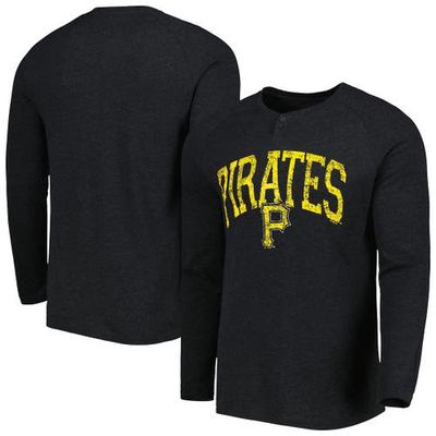 Men's Concepts Sport Black Pittsburgh Pirates Inertia Raglan Long Sleeve Henley T-Shirt