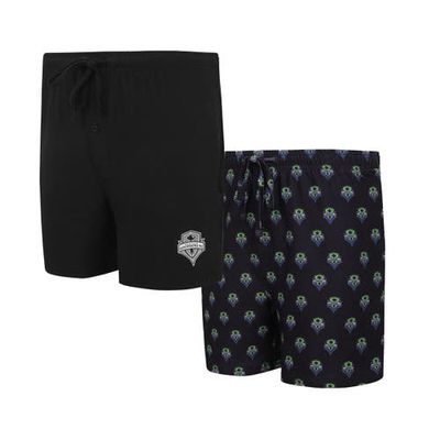 Men's Concepts Sport Black Seattle Sounders FC Gauge Two-Pack Shorts Set