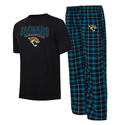 Men's Concepts Sport Black/Teal Jacksonville Jaguars Arctic T-Shirt & Pajama Pants Sleep Set