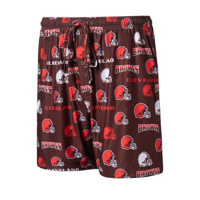 Men's Concepts Sport Brown Cleveland Browns Breakthrough Jam Allover Print Knit Shorts